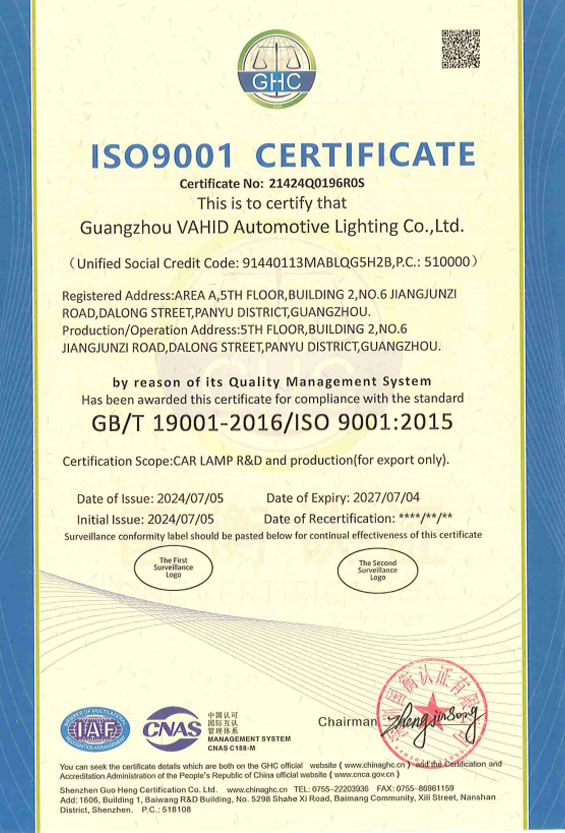 ISO9001 CERTIFICATE,Certificate No: 21424Q0196R0S,This is to certify that Guangzhou V..