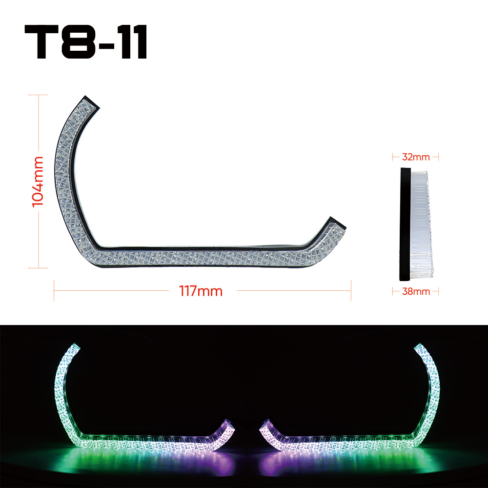VAHID T8-11 BMW Style Angel Eyes Daytime Running Lights – WRGB & White/Amber Turn Signal Halo Lights for Headlights