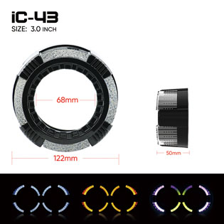 iC43 3.0 Inch Projector Shroud with Halo Lights, VAHID 5D Angel Eyes for Headlights Upgrade