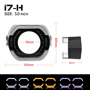 VAHID 3.0 Inch 5D Shroud Angel Eyes with H Shape Halo for Headlights