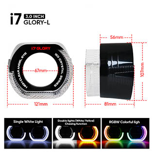 VAHID i7-L 3.0 Inch 5D Angel Eyes BMW Inspired Shroud Halo for Headlights