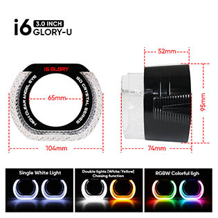 VAHID i6-U 3.0 Inch 5D Angel Eyes BMW Inspired Shroud Halo for Headlights