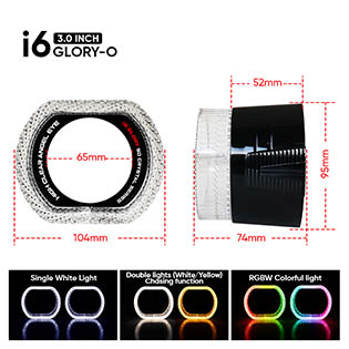 VAHID i6-O 3.0 Inch 5D Shroud BMW Inspired Angel Eyes Halo for Headlights