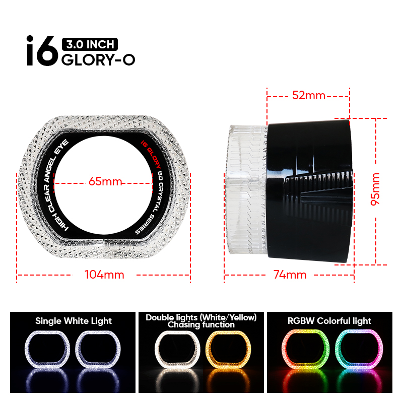 VAHID i6-O 3.0 Inch 5D Shroud BMW Inspired Angel Eyes Halo for Headlights