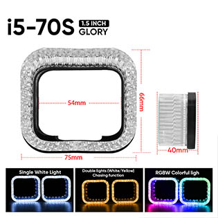 VAHID 5D Angel Eyes i5-70S, 1.5 Inches Projector Shrouds with Halos, for 1.5'' Matrix LED Projectors