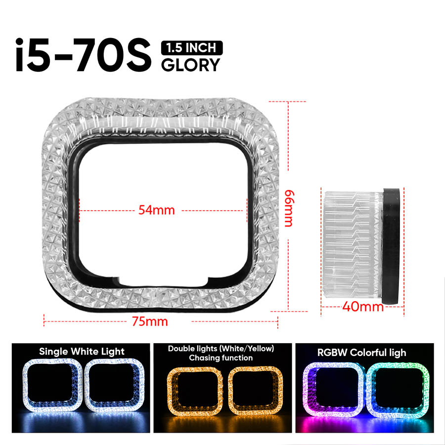 VAHID 5D Angel Eyes i5-70S, 1.5 Inches Projector Shrouds with Halos, for 1.5'' Matrix LED Projectors