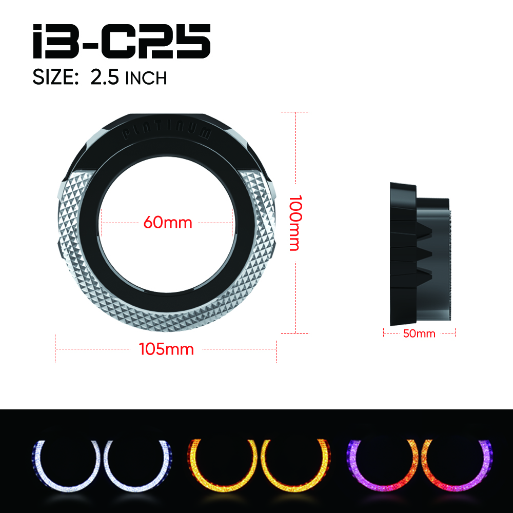 VAHID 5D Angel Eyes i3-C25, 2.5 Inches Projector Shrouds with Halos