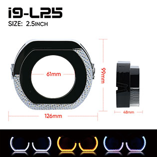 VAHID i9-L25 5D Angel Eyes 2.5 Inch Projector Shrouds with Halo Lights for Headlights