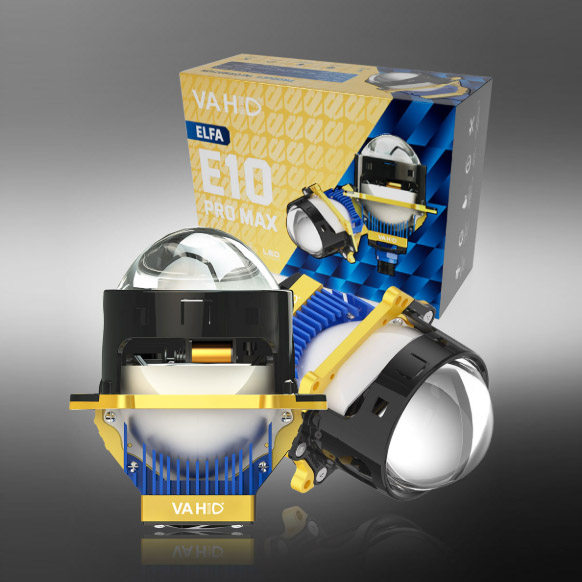 Vahid E10 Pro Max-Y 3.0-Inch LED Headlight Projector Lens – Maximum Brightness, Triple Reflector, High-Performance Cooling System