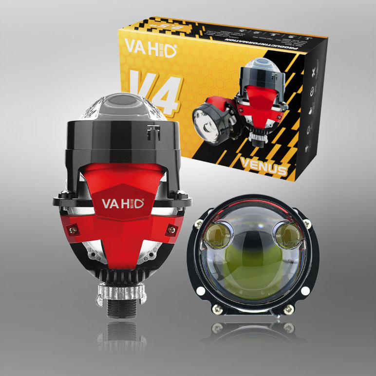 VAHID V4 7500LM 2.5 Inches Bi-LED Projector for Headlight Retrofit and Upgrade, 2 Laser lenses, VAHID Brand.