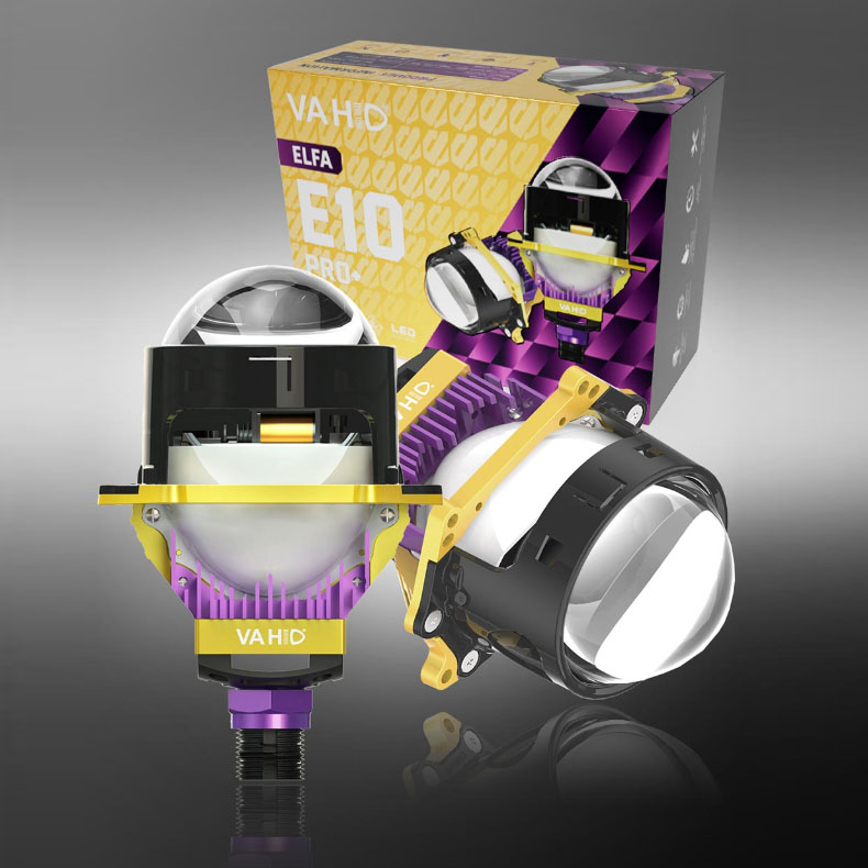 Vahid E10 Pro+T 3.0-Inch LED Headlight Projector Lens – Enhanced Brightness, Dual Reflector, Superior Heat Dissipation