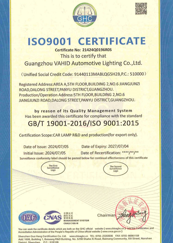 ISO9001 CERTIFICATE,Certificate No: 21424Q0196R0S,This is to certify that Guangzhou V..