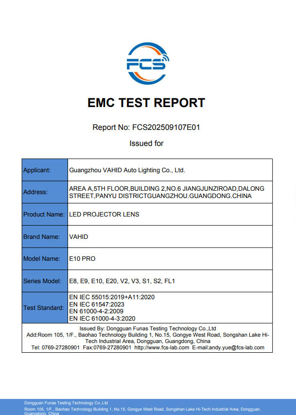 E10 PRO EMC TEST REPORT