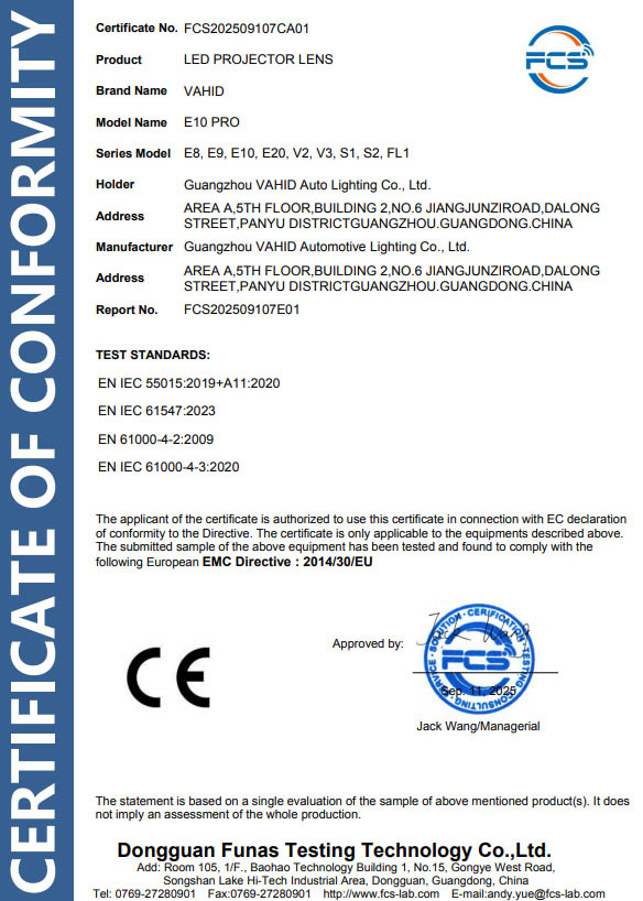 FCS202509107CA01 LED PROJECTOR LENS