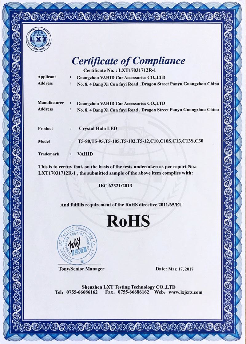 Crystal Halo LED ROHS