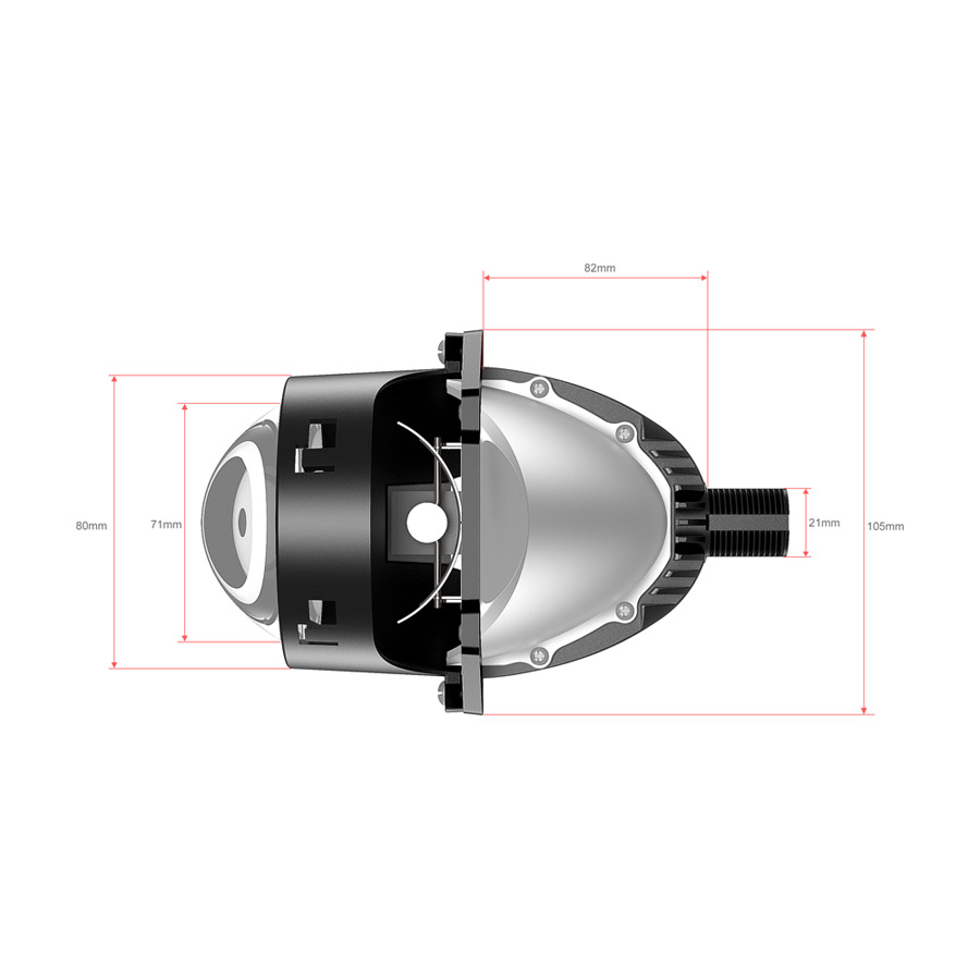 E7-T 3.0 Inch LED Headlight Lens Left-hand