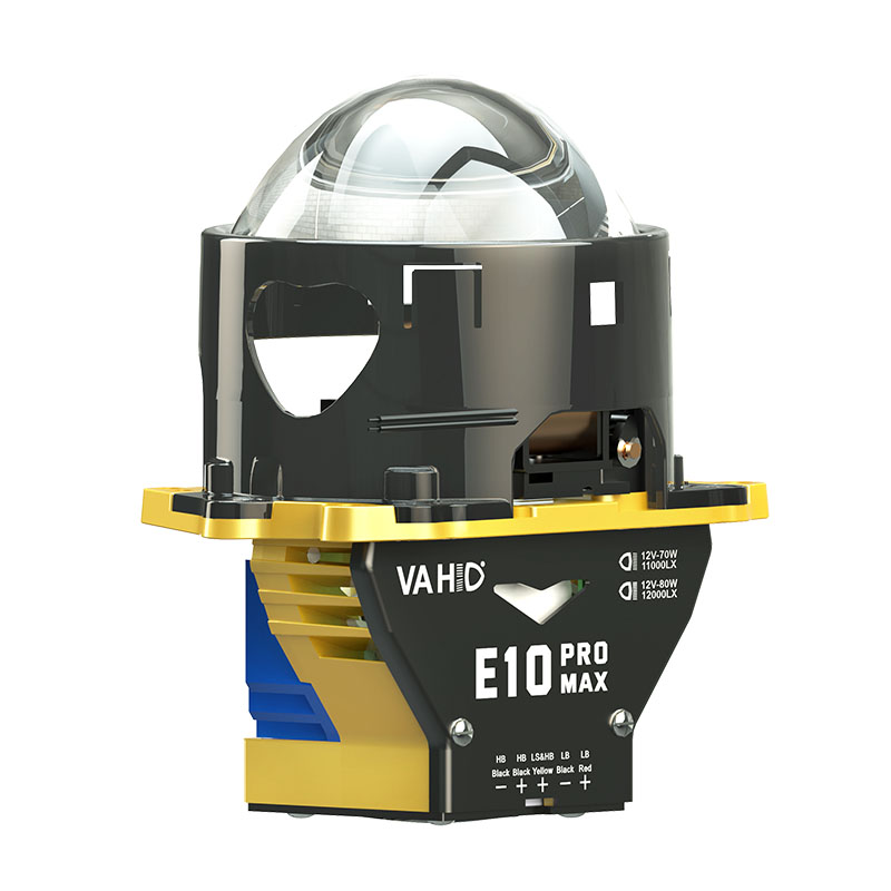 Vahid E10 Pro Max-Y 3.0-Inch LED Headlight Projector Lens – Maximum Brightness, Triple Reflector, High-Performance Cooling System