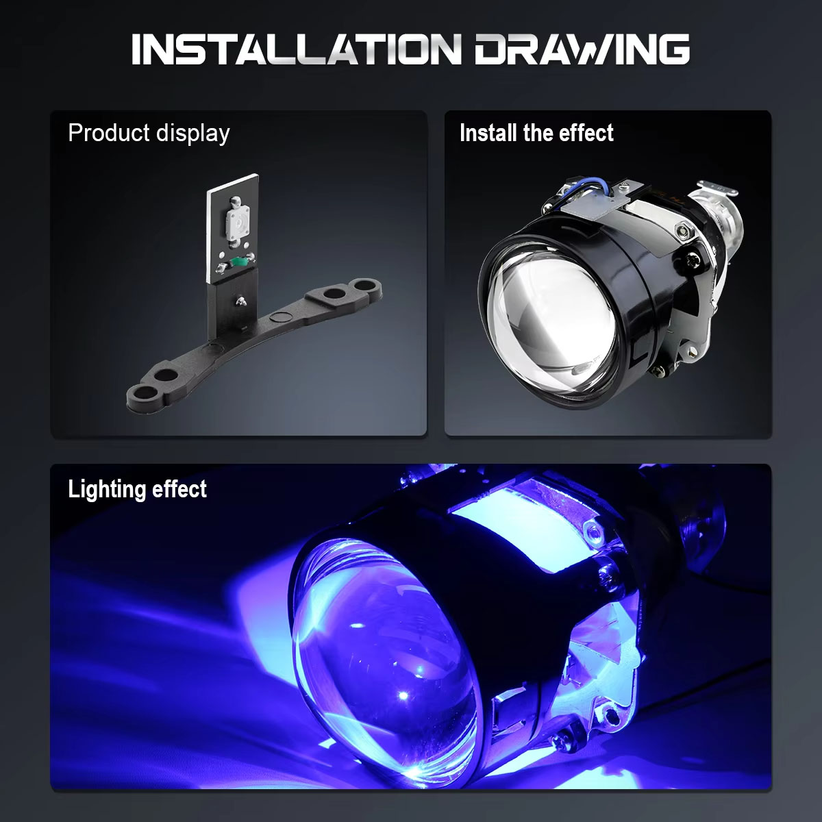 Hot Sale Demon Eyes Headlight Projector Lens 3.0 Inch Dynamic LED Devil Eyes Headlight Retrofit Kit for Cars