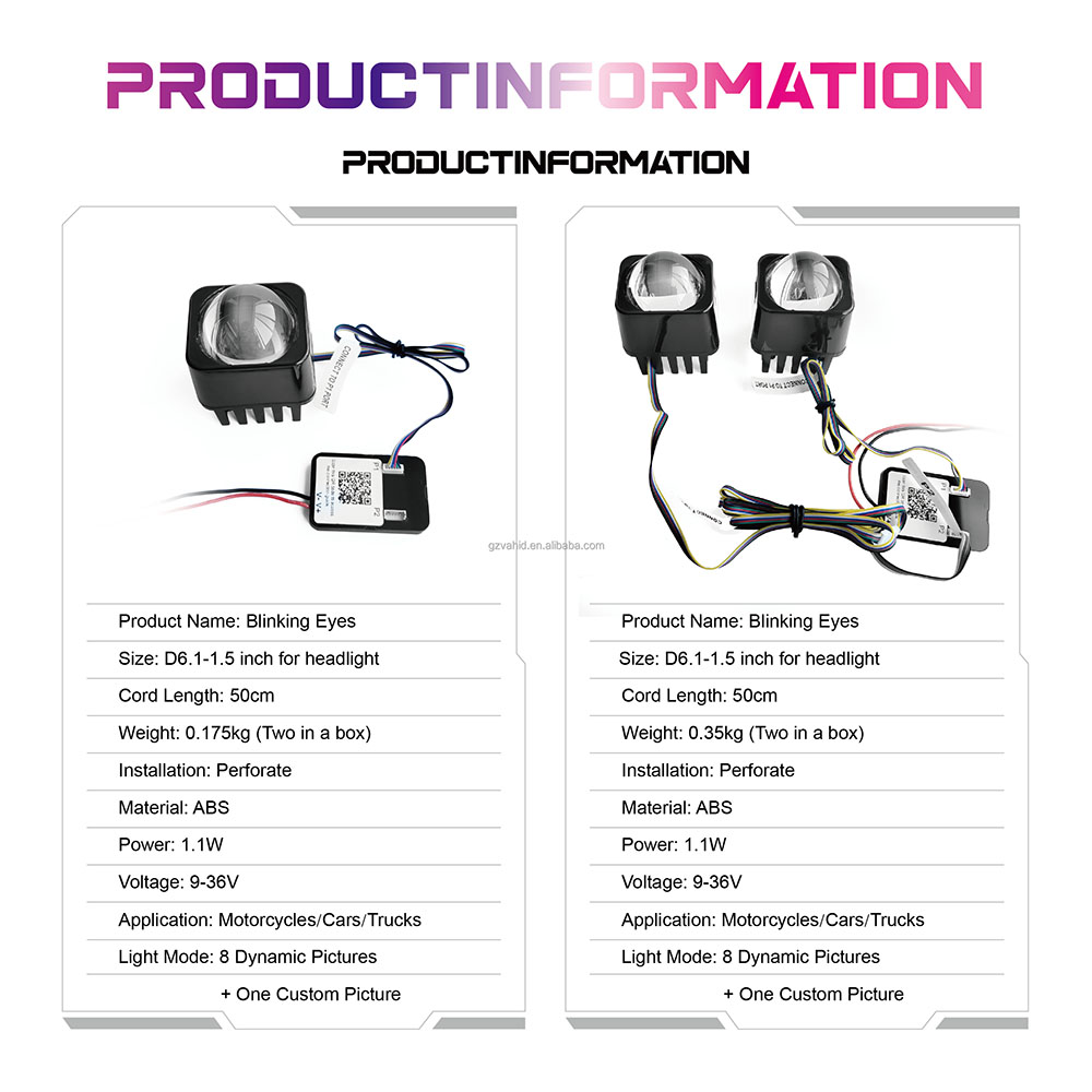 VAHID D6.1 Dynamic Demon Eyes DRL Projector Shroud Cover for 1.5 Inch Headlight Projector Lens