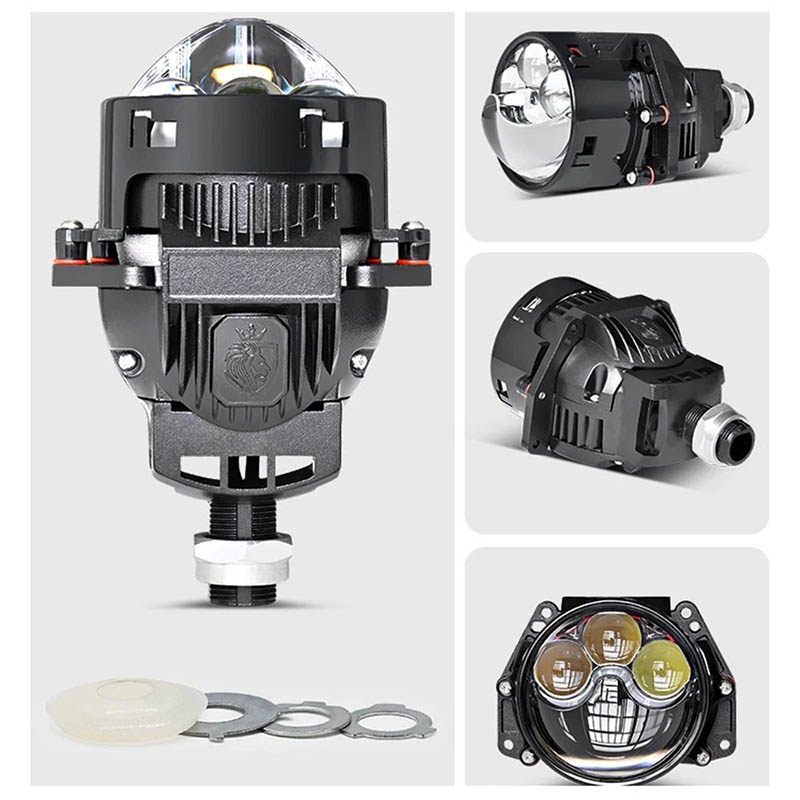 VAHID E31 LED Headlight Projector with 3 Lasers, 12V and 24 V Available, 6000K, 3.0 Inches