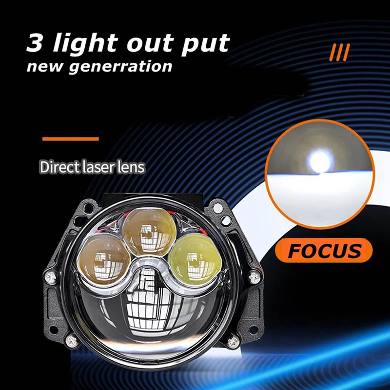 VAHID E31 LED Headlight Projector with 3 Lasers, 12V and 24 V Available, 6000K, 3.0 Inches