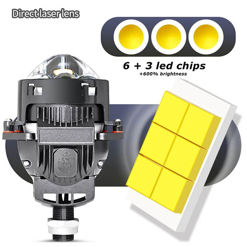 VAHID E31 LED Headlight Projector with 3 Lasers, 12V and 24 V Available, 6000K, 3.0 Inches